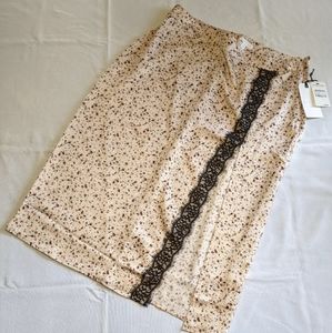 Floral and Lace Satin Midi Skirt